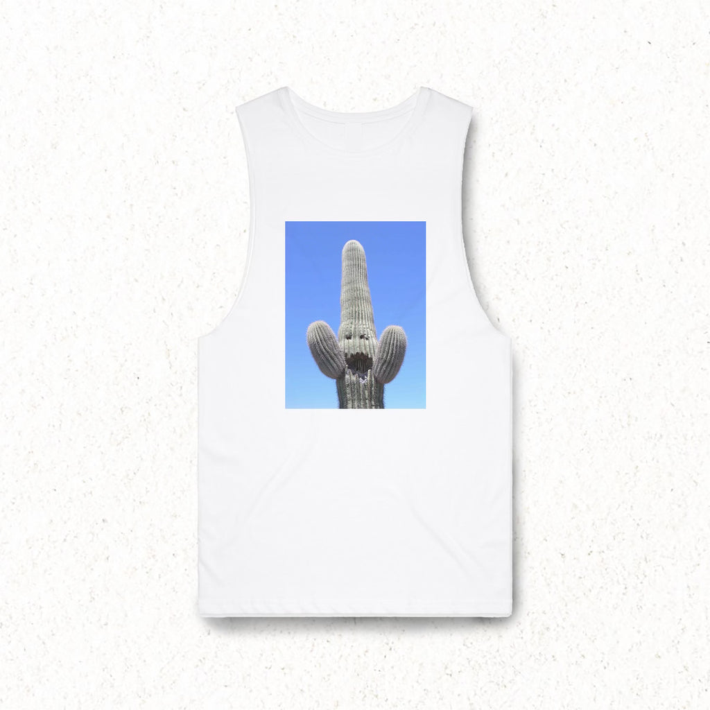 PHX GEN Tee - Happy Cactus Muscle Tank - White | Phoenix General