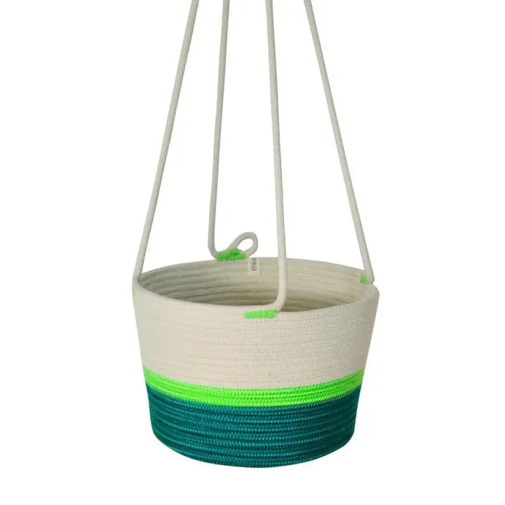 Mia Melange Hanging Rope Basket - Green | Phoenix General