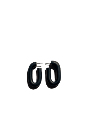 Sigfus Rectangle Hoop Earrings - Small Black | Phoenix General