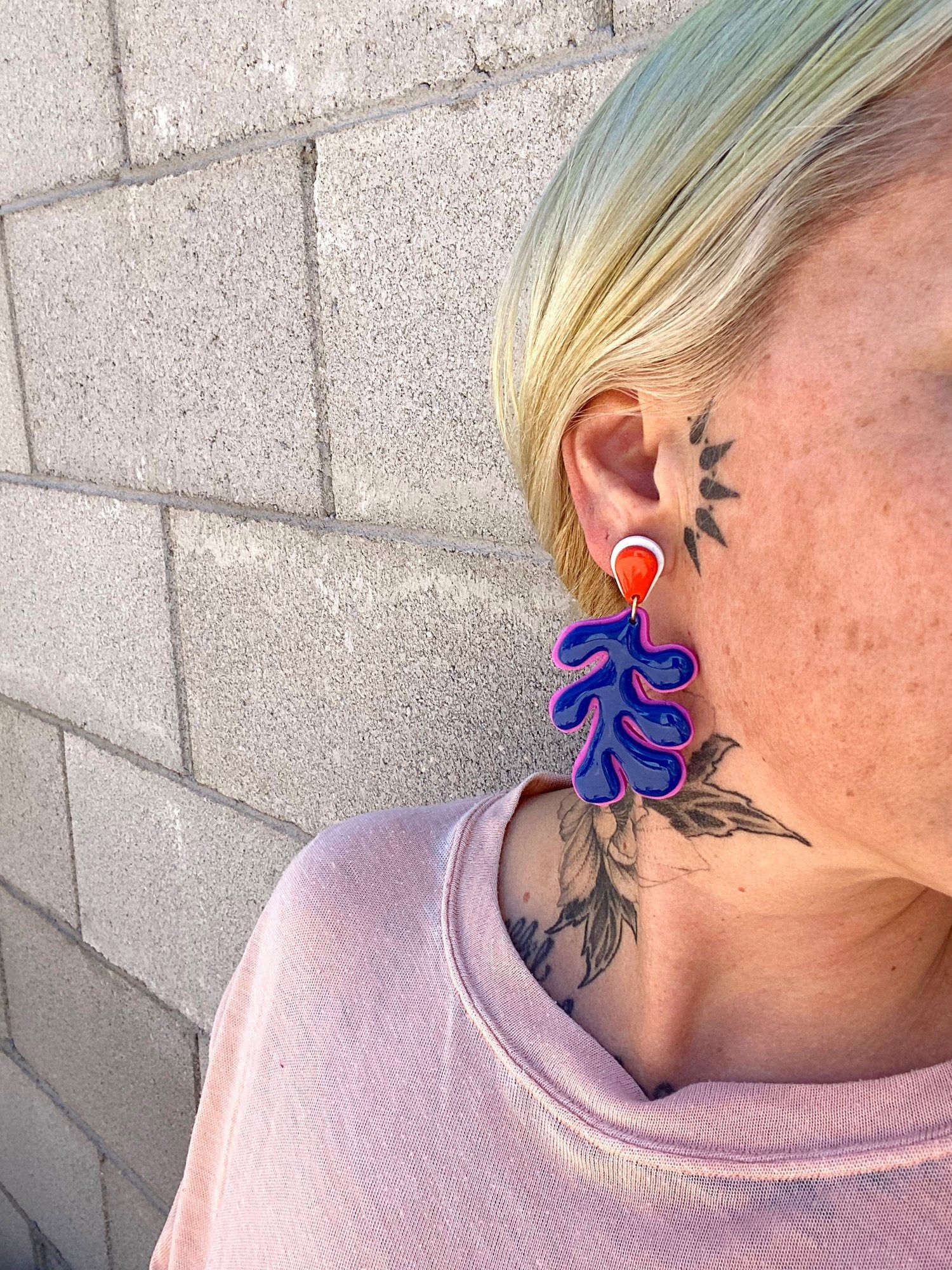 Sigfus Matisse Cutouts Earrings - Blue & Pink | Phoenix General