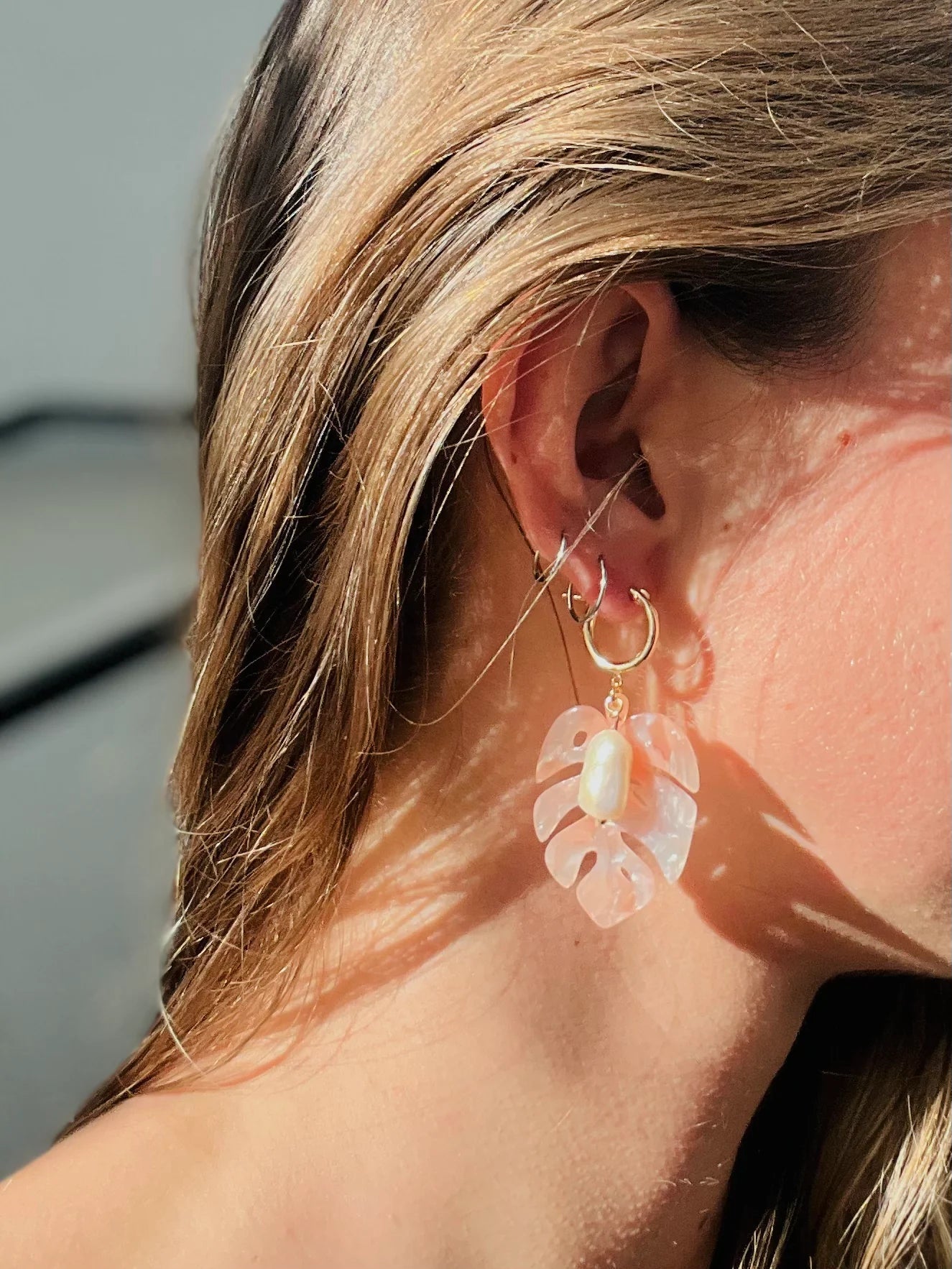 Punkwasp Earrings - Pink Pearl Monstera | Phoenix General