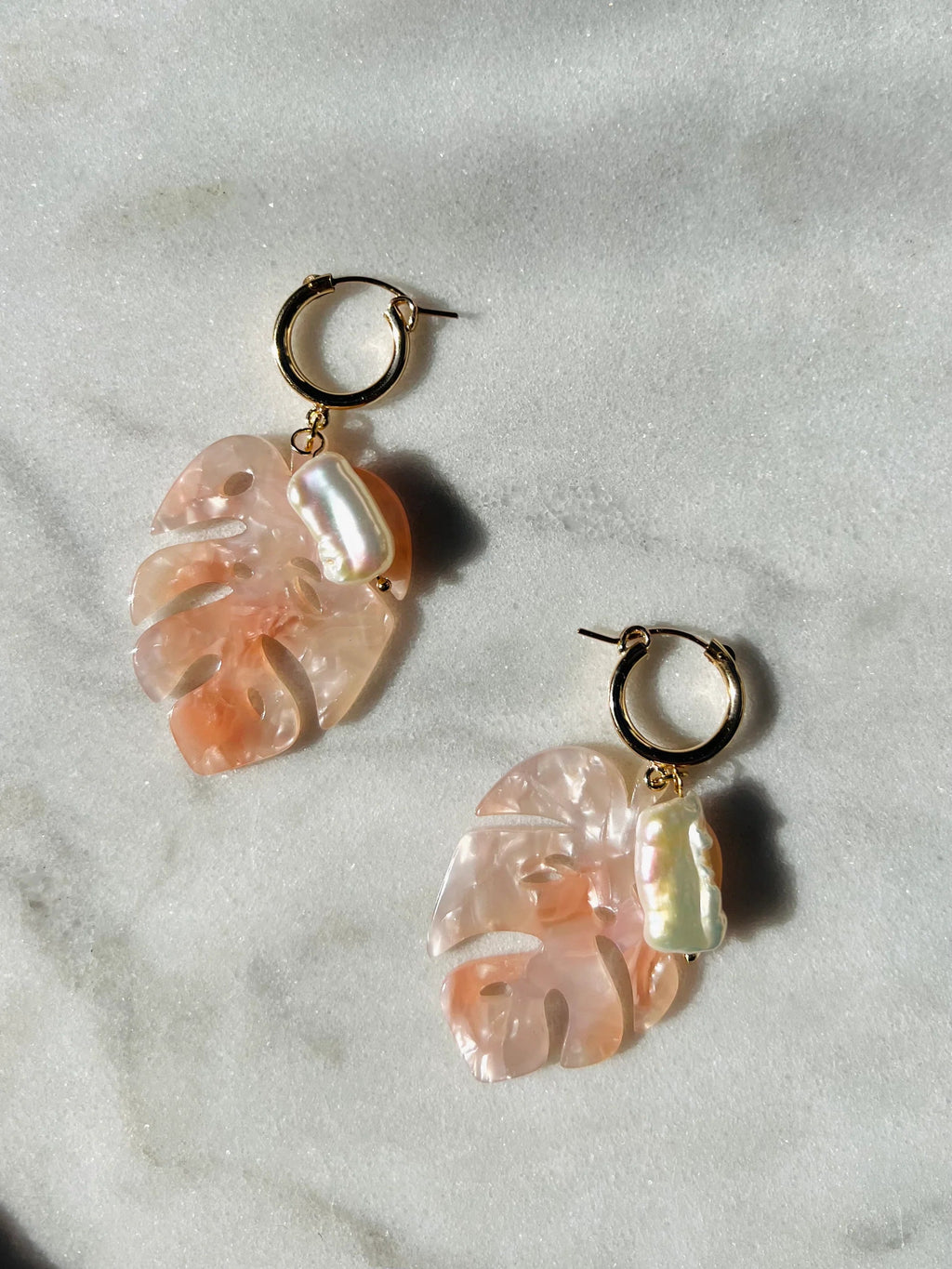 Punkwasp Earrings - Pink Pearl Monstera | Phoenix General