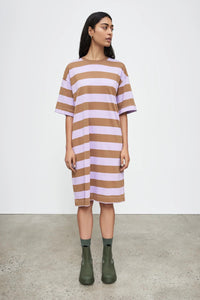 Kowtow T-Shirt Dress - Lilac & Earth Stripe | Phoenix General
